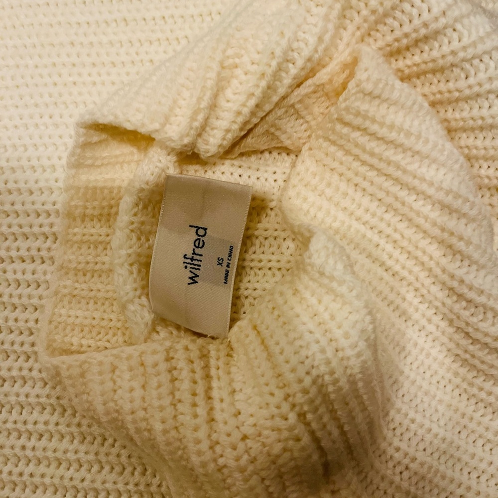 Beautiful, cream, cowl neck, marino wool, Wilfred sweater